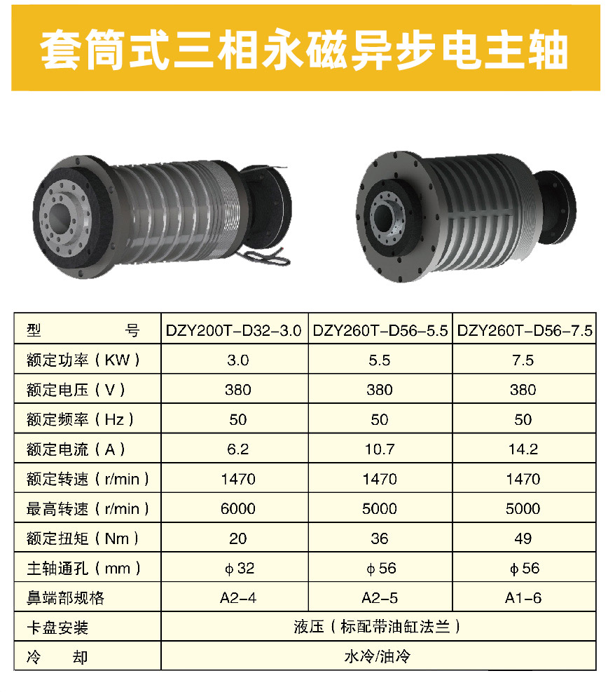 固定式伺服三相異步電主軸